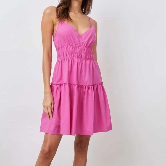 Rails Vibrant Pink V-Neck mini dress sundress medium - Picture 1 of 9